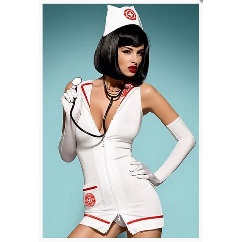 Эротический костюм Obsessive Emergency dress со стетоскопом